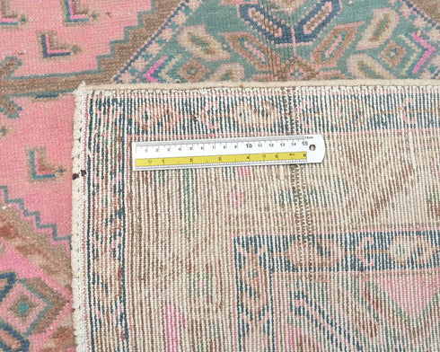 10 Ft Vintage Pink Persian Style Hand Knotted Low Pile Wool Runner Rug